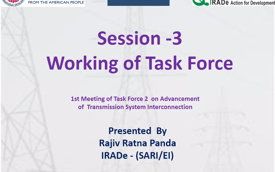 Working Methodology of Task Force 2 by Mr. Rajiv Ratna Panda, Senior Project Manager,SAR/EI/IRADe