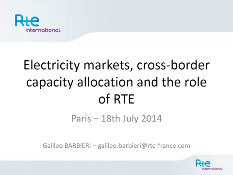 Electricity markets, cross-border capacity allocation and the roleof RTE