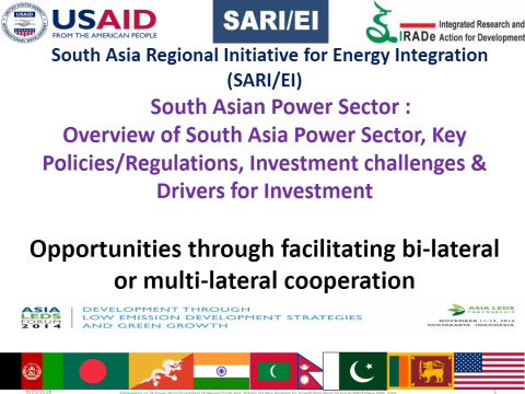 Overview of South Asia Power Sector, Key Policies
