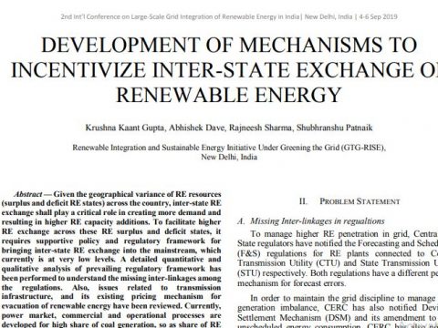 Development of Mechanisms to Incentivize Inter-State Exchange of Renewable Energy