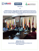 Brief report On SARI/EI Delegation to Bay of Bengal Initiative for Multi-Sectoral Technical and Economic Cooperation (BIMSTEC) Secretariat - Meeting with Honorable Secretary General of the Bay of Bengal Initiative for Multi-Sectoral Technical and Economic Cooperation