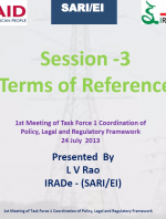 Terms of Reference of Task Force 1 on Coordination of Policy, Legal and Regulatory Framework Mr. L V Rao, IRADe